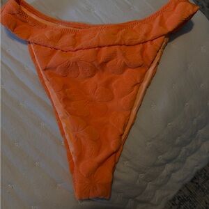 Orange Floral Jacquard Bikini Bottom